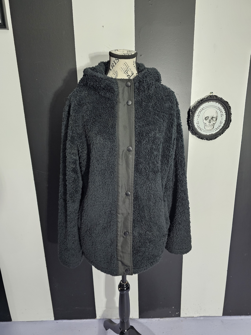 Steve Madden Plush Hooded Teddy Jacket - Black